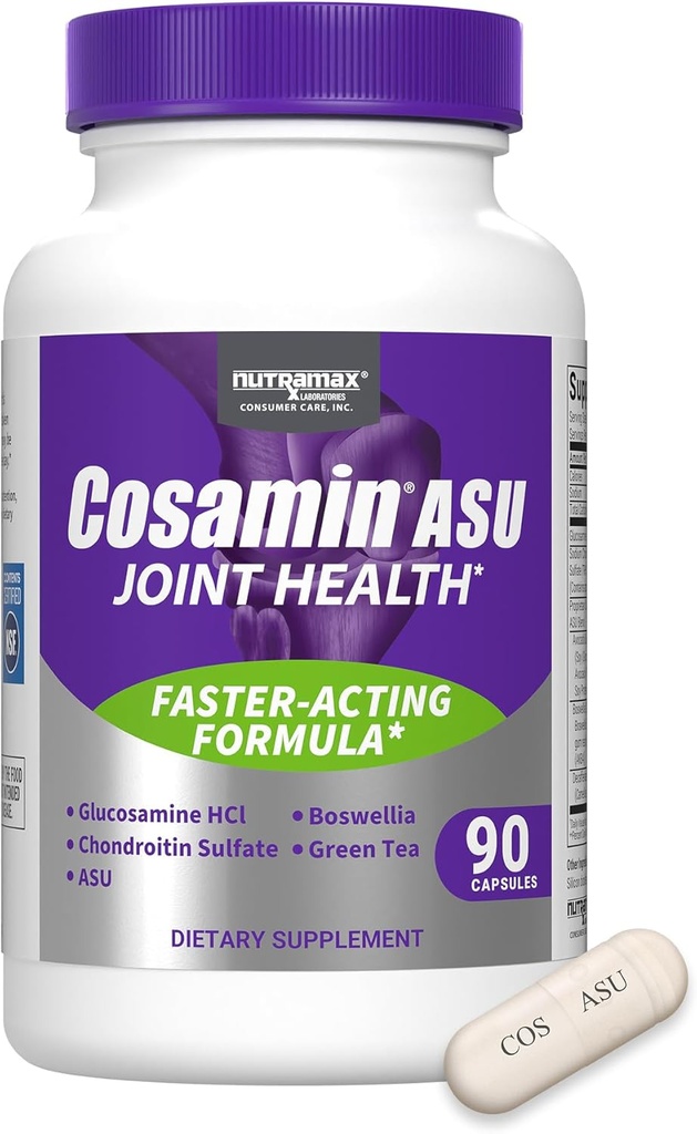 Cosamin Nutramax Laboratories ASU Supliment comun de sănătate cu Glucosamină, Chondroitin & ASU pentru bărbaţi şi femei sănătate comună, 90 capsule