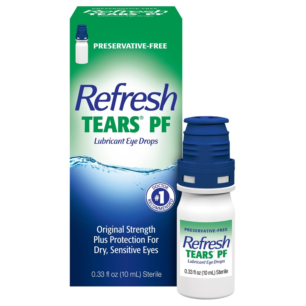 Reîmprospătare lacrimi PF Lacrimi artificiale fără conservanți picături de ochi lubrifiant, 0.33 fl oz (10 ml)