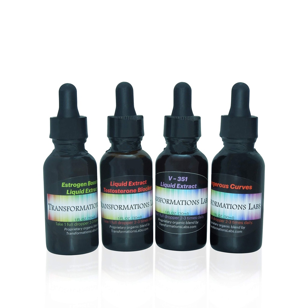 FTM E-Booster, T-Blocker, V~351 Advanced Feminizer & Periculos Curves Synergist, FTM Extras lichid 4 Pack Transsexual Kit!!!