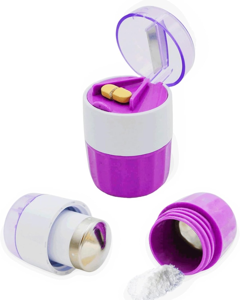 KIRIYUUK Pill Crusher și Grinder, Zdrobește tablete multiple la un praf fin, oțel inoxidabil, Perfect pentru călătorie, Pulverizator Ablet Potrivit pentru călătorie, mare de alimentare utilizare tub și animale de companie, Utilizare zilnică