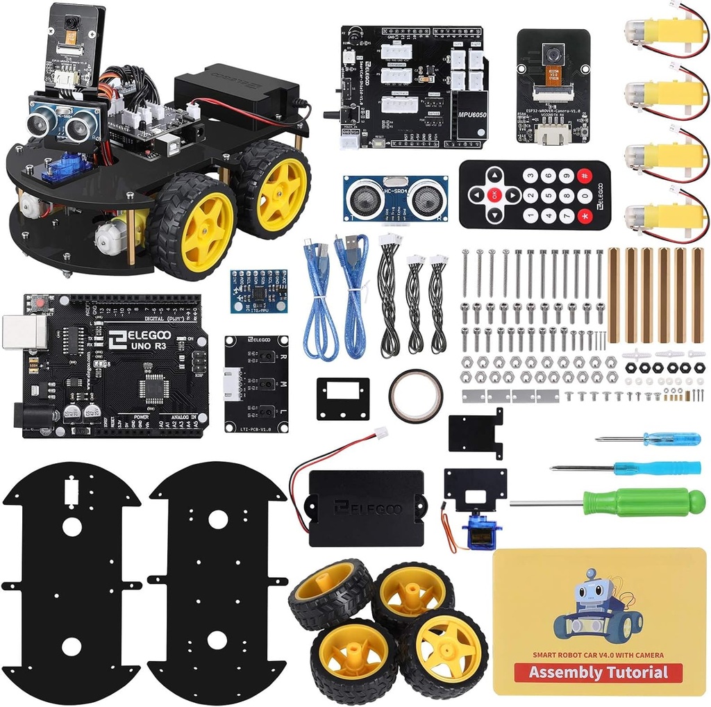 ELEGOO UNO R3 Smart Robot Car Kit V4 pentru Arduino Robotics pentru copii Vârste 8-12 12-16 STEM Stiinta Kits Coding Cadouri pentru 8 9 10 11 12 13 14 15 16 ani Fetele Teens Cool Inginerie Clădiri Jucării