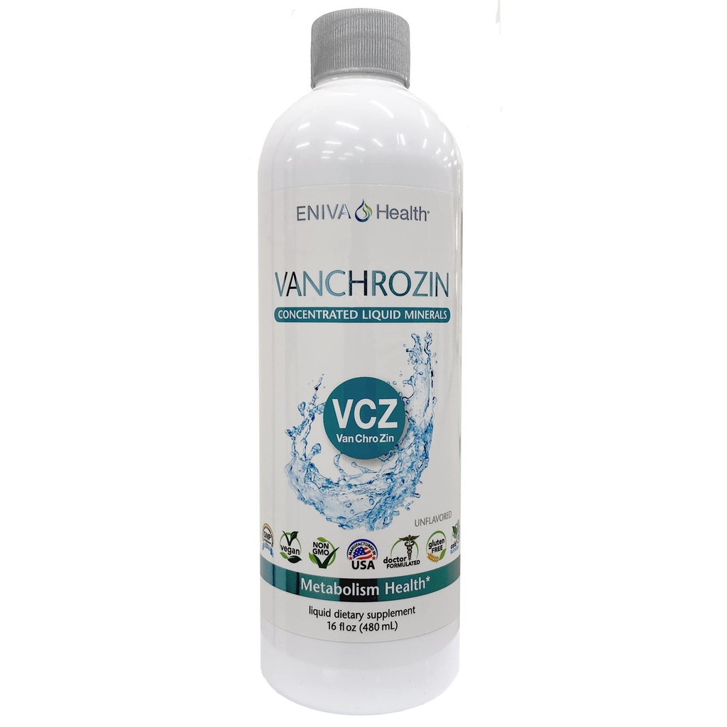 Eniva Health VANCHROZIN Suplimentul pentru minerale ionice lichide, Vanadium, Crom & Zinc, Diabetic Friendly, 16 Fl Oz, 96 Serviri