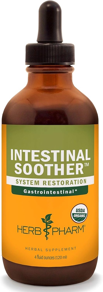 Herb Pharm Intestinal Soother Liquid Herbal Formula cu extract de turmeric - 4 Ounce
