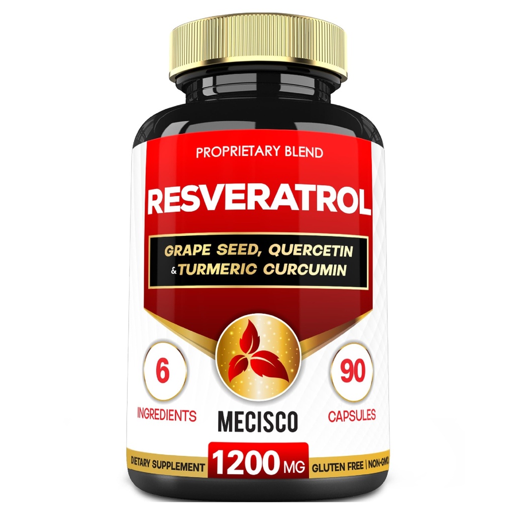 Trans Resveratrol Supliment cu sămânţă de struguri, muls de lapte şi mai mult - Resveratrol - 6 Herbal Supports for Immune System, Heart Health, Body Management - 90 Capsule