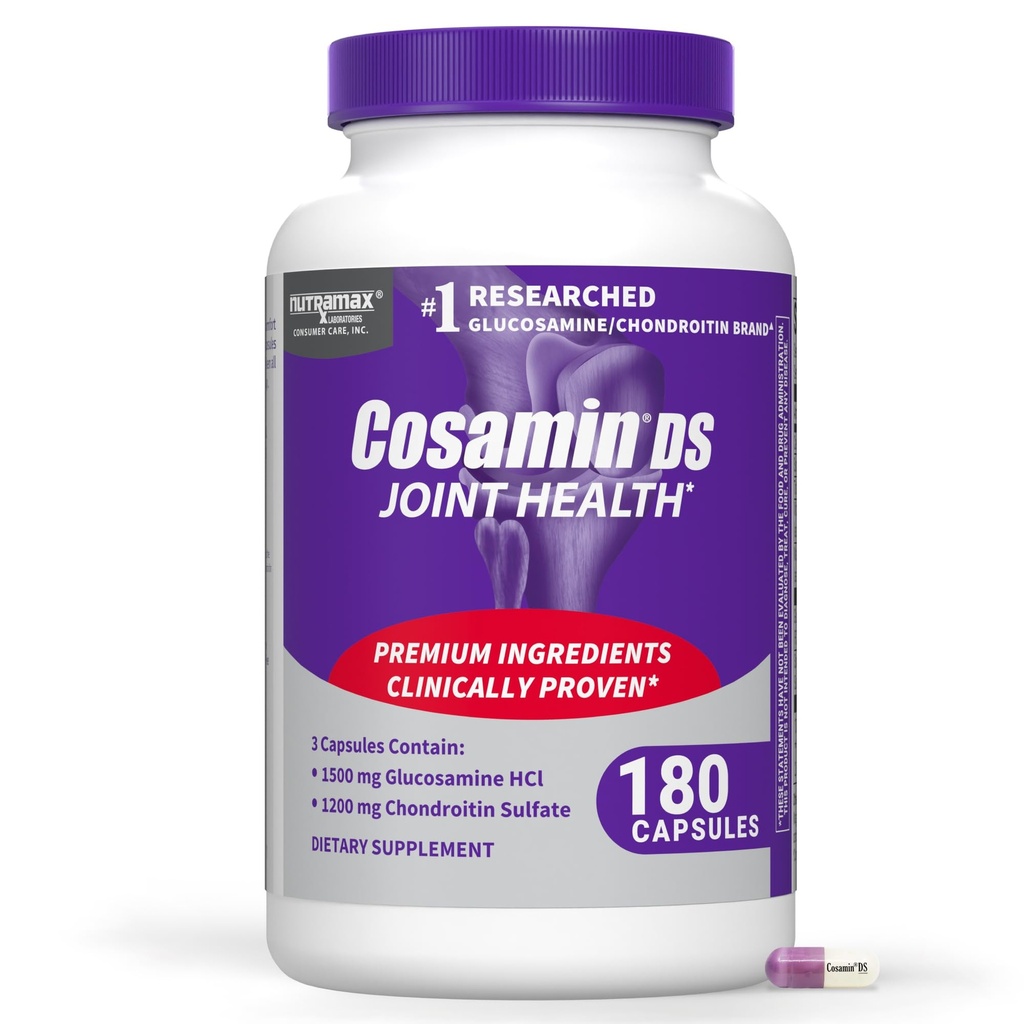 Nutramax Laboratories Cosamin® DS Suplimentul comun de sănătate cu Glucosamină & Chondroitin pentru bărbaţi şi femei Sănătate comună, 180 capsule