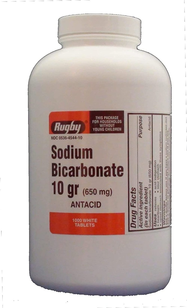 RUBBY SODIUM BICARB 10G TAB BICARBONATE-650 MG White 1000 COMPRIMATE UPC 305361047108