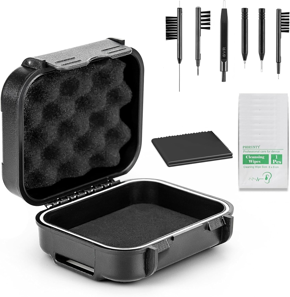 18 Piese Set de mare Seal impermeabile de ajutor auditiv caz cu burete extractibil, Drop-Proof, Shock-Proof și Crush-Proof cutie de stocare, SIDA auditive accesorii cu kituri de curățare instrument