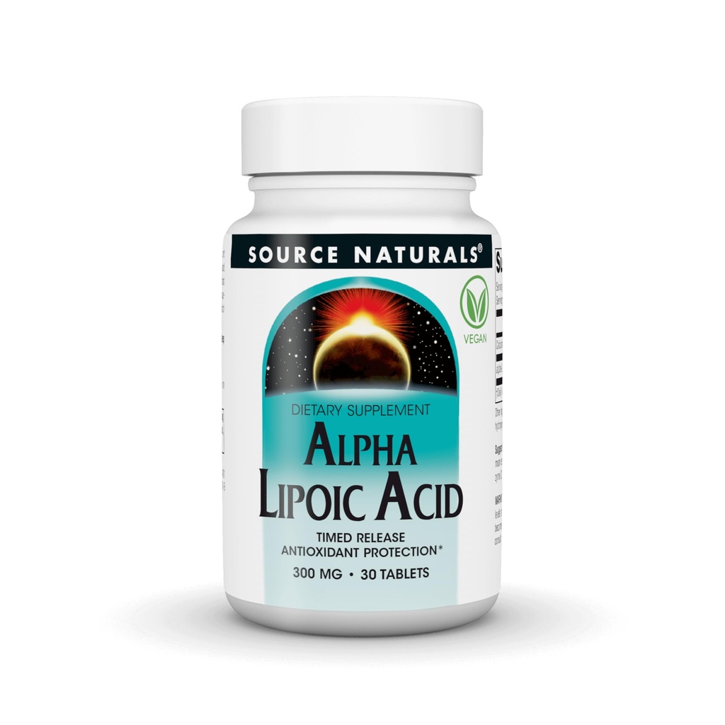 Sursa Naturals Alpha Acid lipoic - Sprijină metabolismul sănătos al zahărului, funcţia hepatică & Generaţia de energie*, 300mg - 30 comprimate de eliberare a timpului