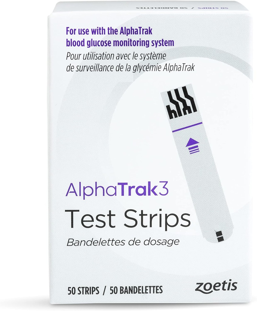 AlphaTrak 3 Stripuri de testare pentru utilizare cu AT3 Sistemul de monitorizare a glucozei sanguine pentru pisici, câini și cai, 50 Conte