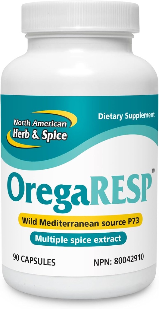 NORTH AMERICAN HERB & SPICE OrgaResp - 90 Capsule vegetale - Immune & Respirator - Chimin, Sage, Ulei de Oregano - Sigur pentru copii și animale de companie, Non-GMO - 90 Serviri