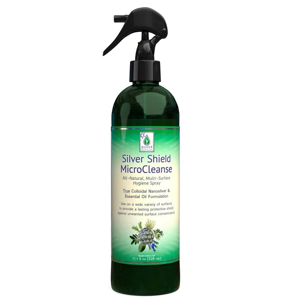 Silver Shield Sanitizer, All Natural Calibri Silver MicroCleaner, 12 OZ.