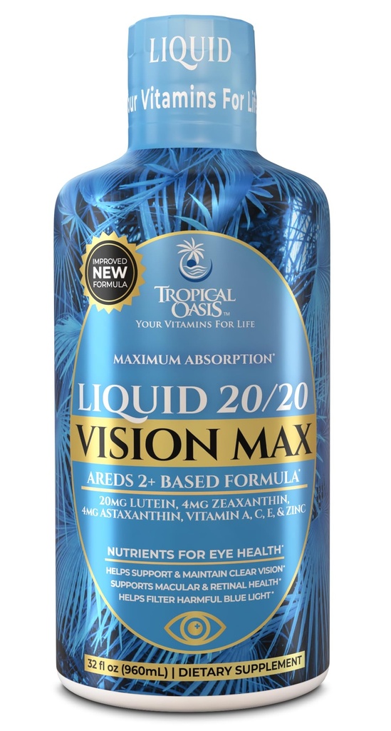 Lichid 20/20 Vision - Eye Vitamina Formula w/20 mg Lutein, 4mg Zeaxanthin, 4mg Astaxantină pentru Vision Support 