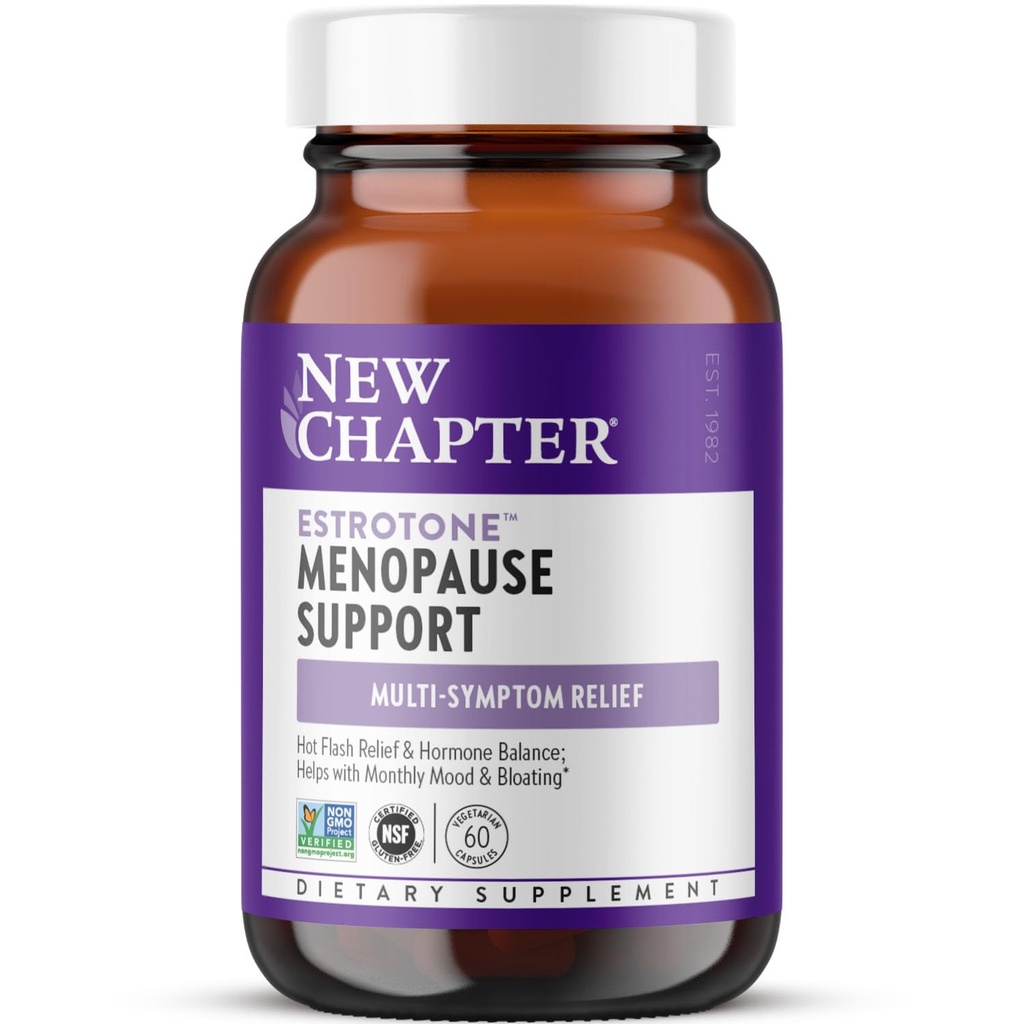New Chapter Menopause Supliment - Estrotone Herbal Hormon-Balance Blend cu Black Cohosh pentru a reduce Flash-uri fierbinţi şi transpiraţii de noapte - 60 ct Vegetarian Capsule