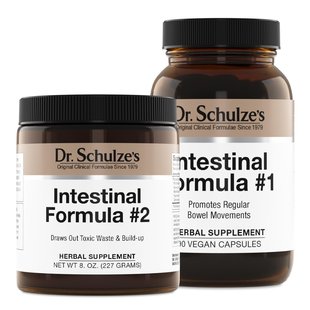 Schulze's Intestinal Formula #2 (8 Ounces) and Intestinal Formula #1 Capsule (90 Capsule) - Organic Herbal Supplements