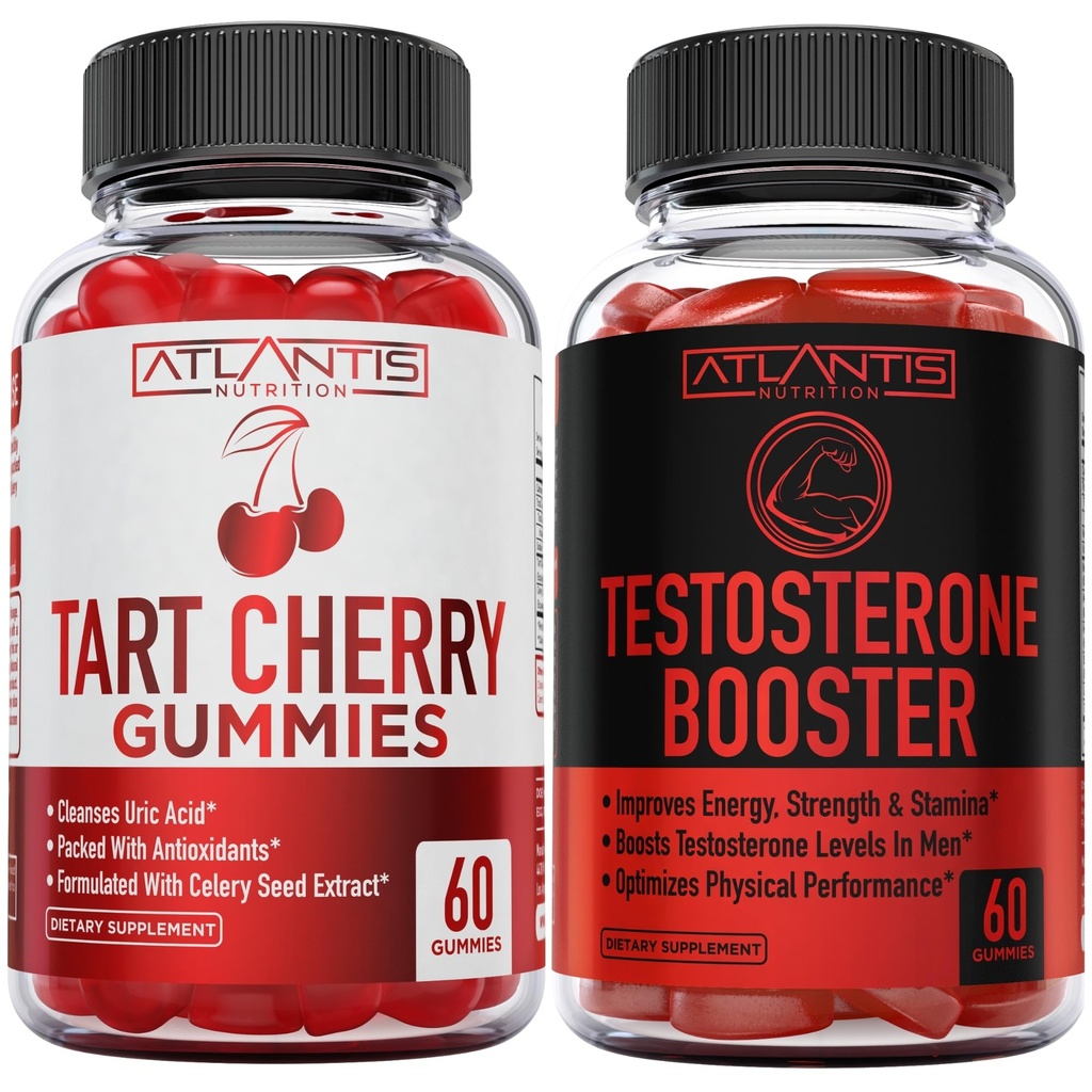 Atlantis Nutrition Tart Cherry 60 Gummies + Testosteron Booster 2 Pack (120 Gummies)
