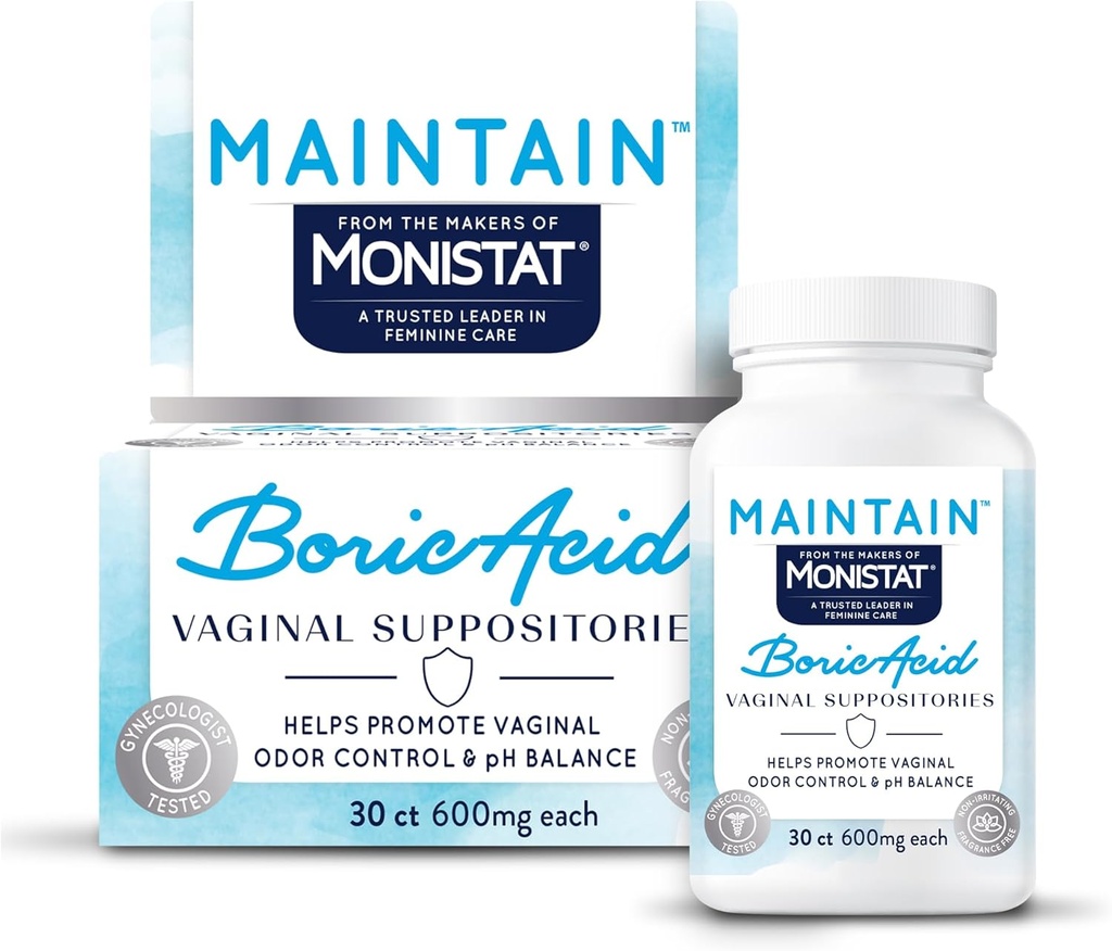 din The Makers of Monistat, Menţineţi supozitoare cu acid boric pentru femei, Fragrance-Free Introductions for Vaginal Odor Control and pH Balance Without Iritation, 30 Count