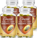 Ubichinol CoQ10 600 MG Softgels cu Omega-3 & Shilajit & PQQ, Coenzimă Dual-Delivery-Q10, Supliment activ CoQ10 Ubichinol pentru fertilitate, Antioxidant, Inimă, Creier & Energie, 240 Servings