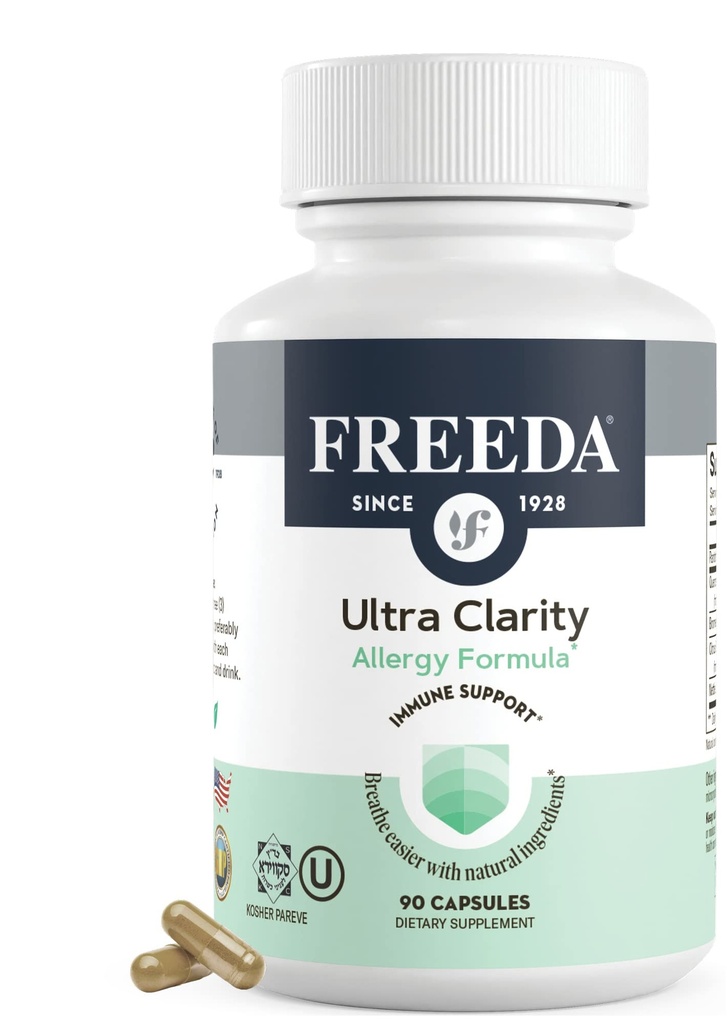 Freeda Natural Alergia Formula cu Quercetin, Bromelain & Nettle Leaf - Kosher Certified and Vegan - Suporturi Sanatos Sinus & Functia Respirativa - Suport Immune non-Drowsy pentru Wellness sezonier