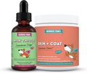 Wonder PAWS Milk Thistle Drops Plus Skin + Coat Soft Chews - pentru câini de sprijin ficat și rinichi, Detox & Skin and Coat Health - Milk Thistle 2 Onces - Skin + Coat 70 Chews