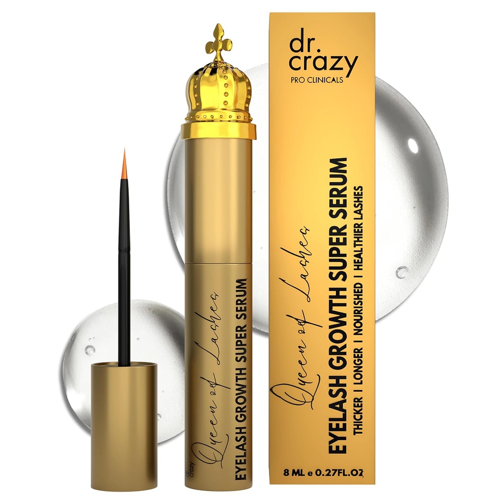 Queen of Lashes Peptide Crowth Ser - Lash & Brow Enhancer with Peptides & Ginseng Root Extract - Hormone Free, Oftalmolog Tested Formula for Longer, Fuller Lashes (8 ml)