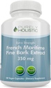 Extract de scoarță de pin pur Holistic 350mg 180 Capsule Vegan 95% Proanthocyanidins - extract de scoarță de pin maritim francez - supliment antioxidant fără OMG-uri și pesticide