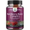 Capsule de mare rezistență Hawthorn Berry - Pure antioxidant Hawthorn Berry Supliment cu frunze și flori extract 4:1 pentru inima sanatoasa & Digestion - Suport energetic pentru bărbați și femei - 120 Conte Pack