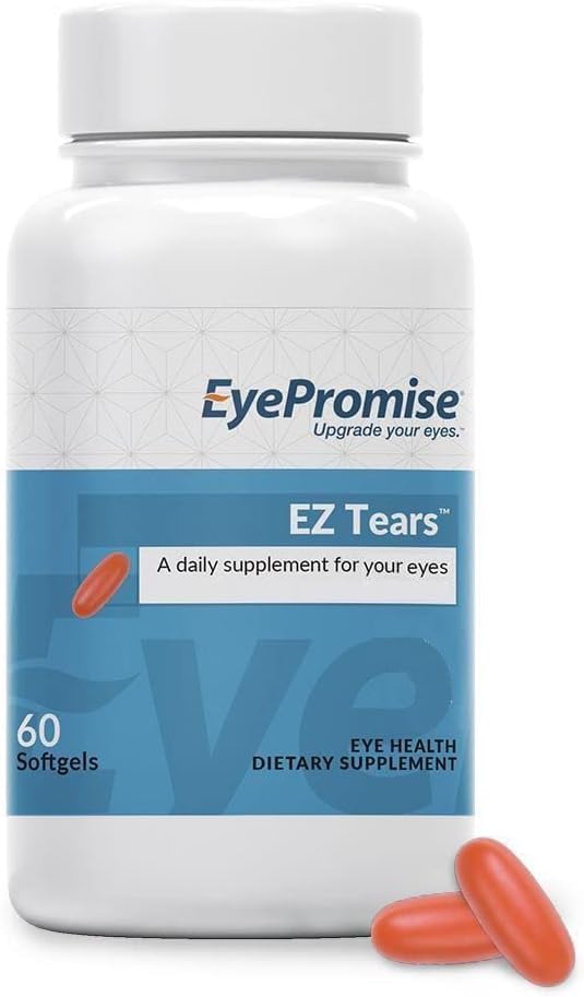 EyePromise EZ Lacrimi ochi Vitamina - 60 Softgels, 30-Day Supply - Oye Supplement with Omega 3s, Primrose Oil & Turmeric Root Extract - Targets Oye Iritation, Uscaciune, Itchiness & Redness
