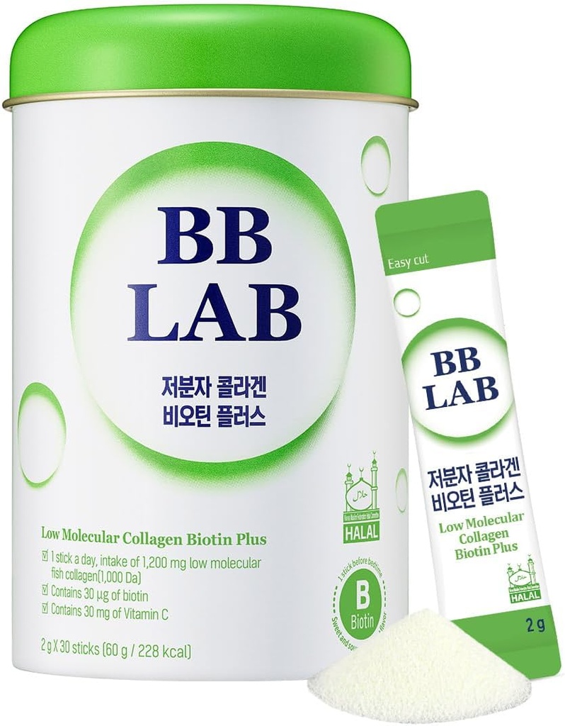 BB LAB Colagen Molecular Low Biotin Plus, Halal Colagen, Powder Supplement, Korean Marine Colagen, Fish Colagen Peptides, Biotin, Vitamina C, Absorbție rapidă, Shine Muscat Flavor