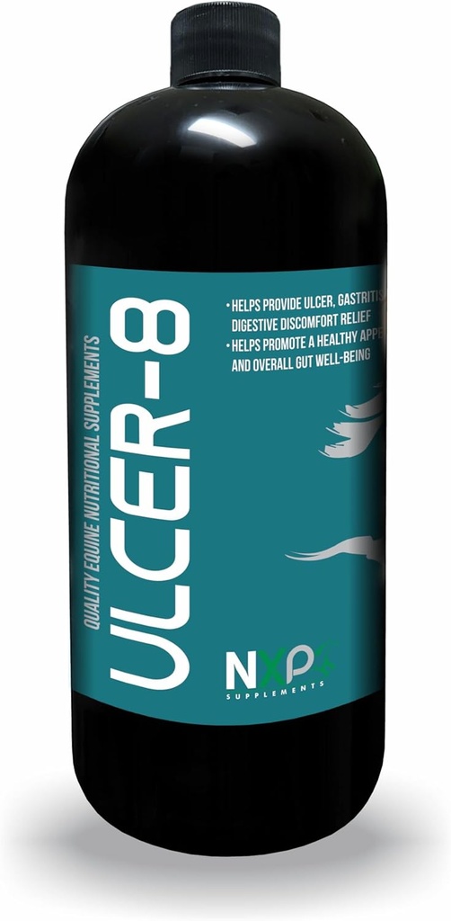 Ulcer-8 - Ulcer Gastrita & Colic Relief Apetit Digestion Supplement for Horses by NXP Supplements - 1 Quart (32 oz)