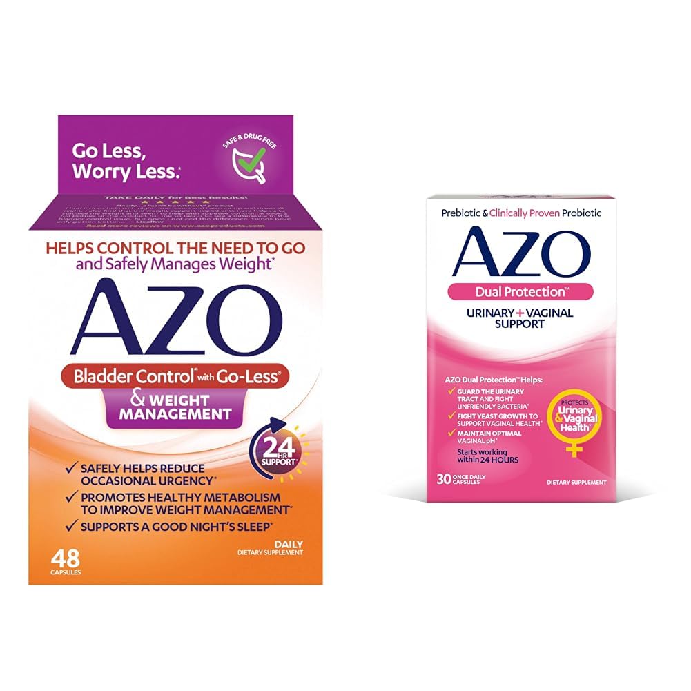 Controlul vezicii urinare AZO cu Go-Less® & Managementul greutăţii Supliment alimentar & Dual Protection 