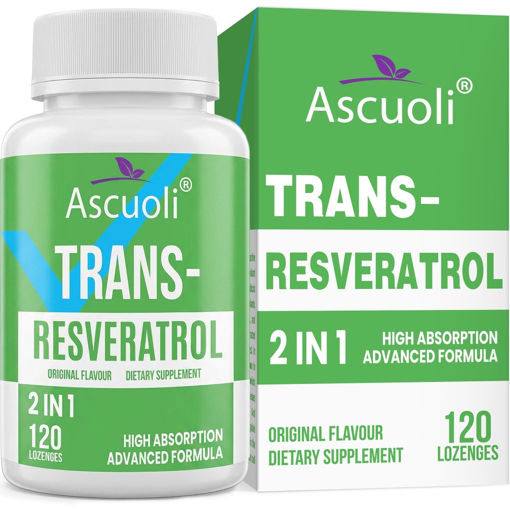Sublingual Trans-Resveratrol Puritate 99%, 3-in-1 Advanced Formula Resveratrol Supliment pentru Boost NAD+, Imun & Energy Support, Anti-Aging, Skin & Global Health, 120 Lozenge (120-Day Supply)