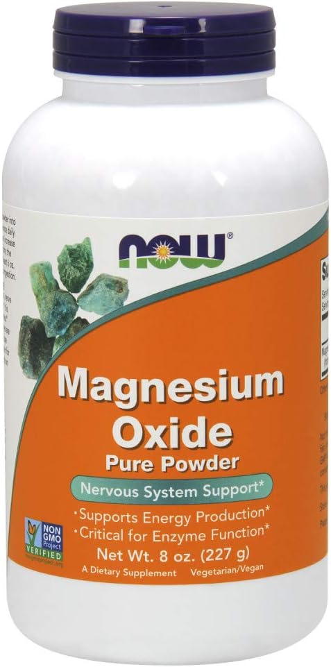 NOW Magnesium Oxide Powder, 8-Ounce (Pack of 2)