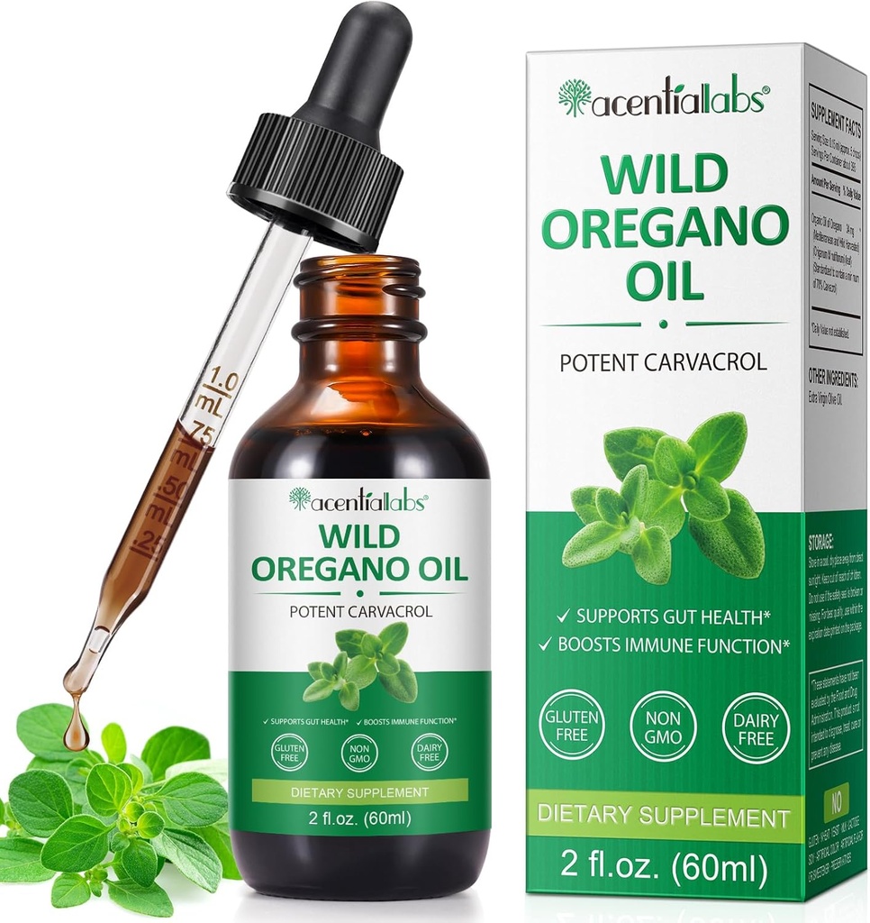 Organic Oregano picaturi lichid ulei, concentrat plante pe bază de ulei sălbatic Oregano extras sau bărbați și femei stimularea imunitar / energie, promovarea sistemului digestiv, non OMG Vegan 60ML/2 Fl Oz