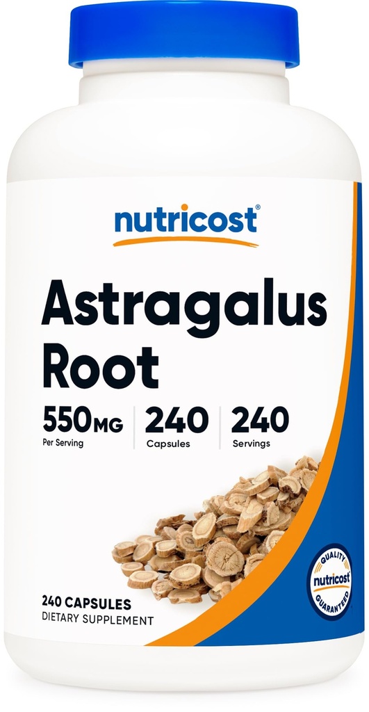 Nutricost Astragalus capsule 550 mg, 240 capsule vegetariene - fără GMO şi gluten