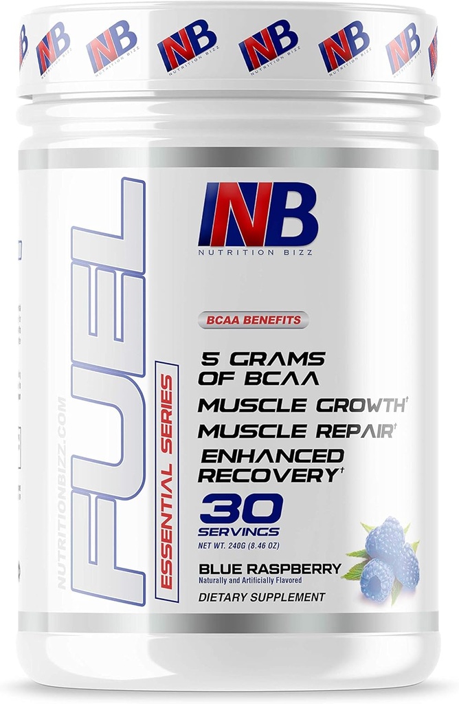 BCAA Powder, 5 grams of BCAAs Aminoacids, Post Workout Recovery Drink for Muscle Building, Recovery, and Endurance, 30 Servings (Blue Raspberry)