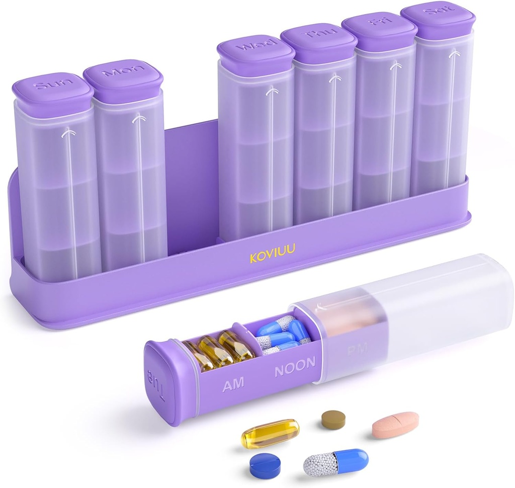 Weekly Pill Organizator 3X o zi, Detaşabil Pilula Box 7 zi, Mari 3 ori zilnic Pilula Case, Travel Pill Container Deţinătorul, Săptămâna medicament dispenser Pilula pentru Vitamina Supliment Medicina, Purple