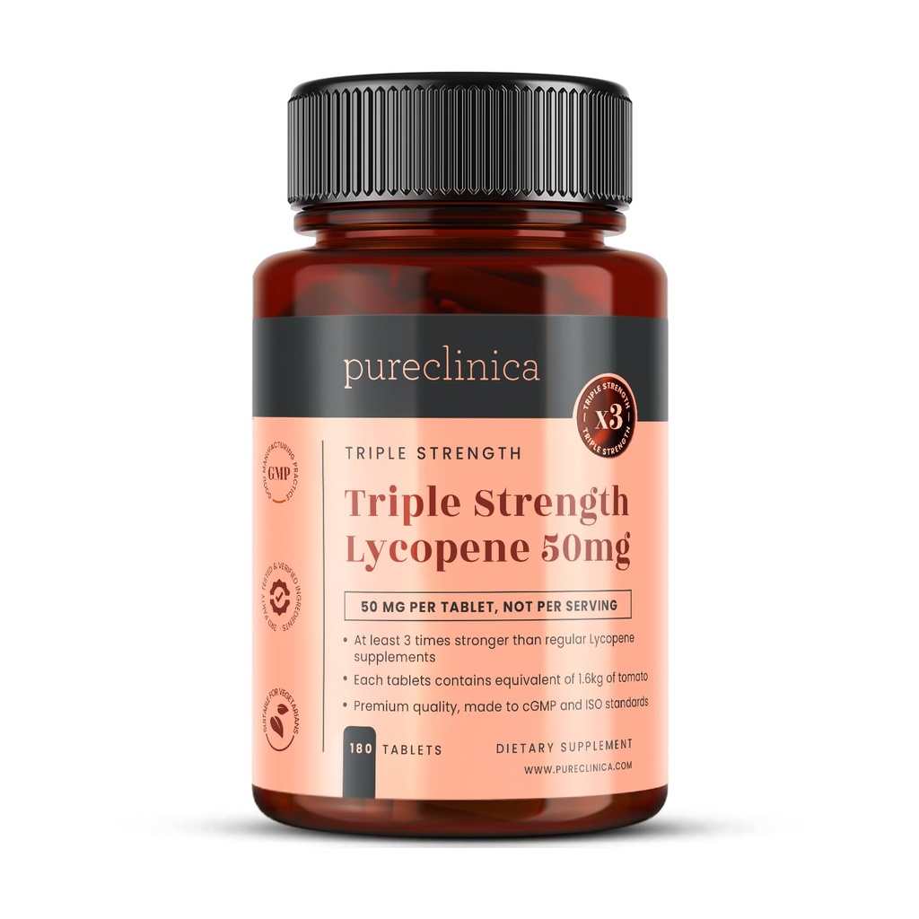 pureclinica Lycopene 50mg x 180 comprimate (6 luni de aprovizionare). 300% Concentraţia comprimatelor regulate de lycopene