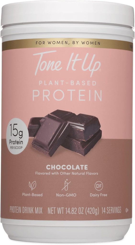 Tone it Up Pudră de proteine pe bază de plante I lactate gratuit, gluten-gratuit, Kosher, non-GMO Pea & Chia Proteina de semințe și lapte de ovăz I pentru femei I 14 Serviri, 15g de Păsări de ciocolata
