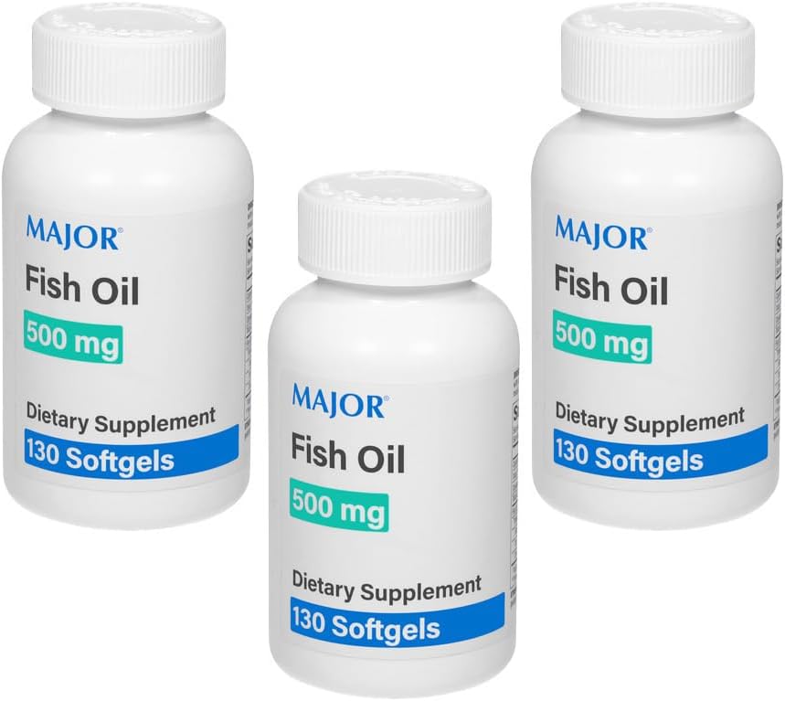 MAJOR Fish Oil 500mg Softgels - Omega-3 Fish Oil Supplement - Dietary Supplement - 130 Count (3 Pack)