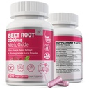 Capsulele rădăcină de sfeclă 2000mg Suplimente cu oxid de azot w/ extract de semințe de struguri, extract de rodie susține circulatia si fluxul sanguin, energie pentru bărbați/femei, pudră organică de sfeclă de zahăr, non OMG-uri, 240 conte