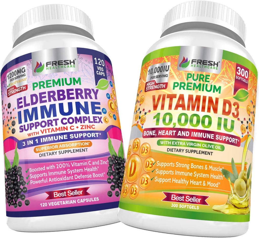 HEALKARE PROASPETE Elderberry Immune Support and Vitamin D3 10000 UI - Bundle
