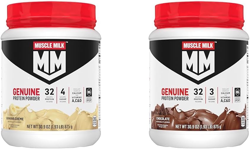 Muşchi Lapte adevărat praf de proteine Bundle, Banana Creme 1.93 Lire 12 Servire 32g Proteina si ciocolata 1.93 Lire 12 Serviri 32g Proteina