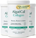 ALGAECAL Colagen - 4 Peptides VERISOL®, FORTIGEL®, UC-II®, FORTIBONE®, Antiaging Hidrolyzed Collagen Powder, 3 Packs, Made in USA