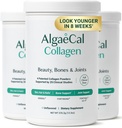 ALGAECAL Colagen - 4 Peptides VERISOL®, FORTIGEL®, UC-II®, FORTIBONE®, Antiaging Hidrolyzed Collagen Powder, 3 Packs, Made in USA