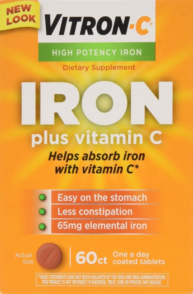 Comprimate VITRON-C cu potenţă mare de fier Plus vitamina C - 60 Ea - 3 cutii