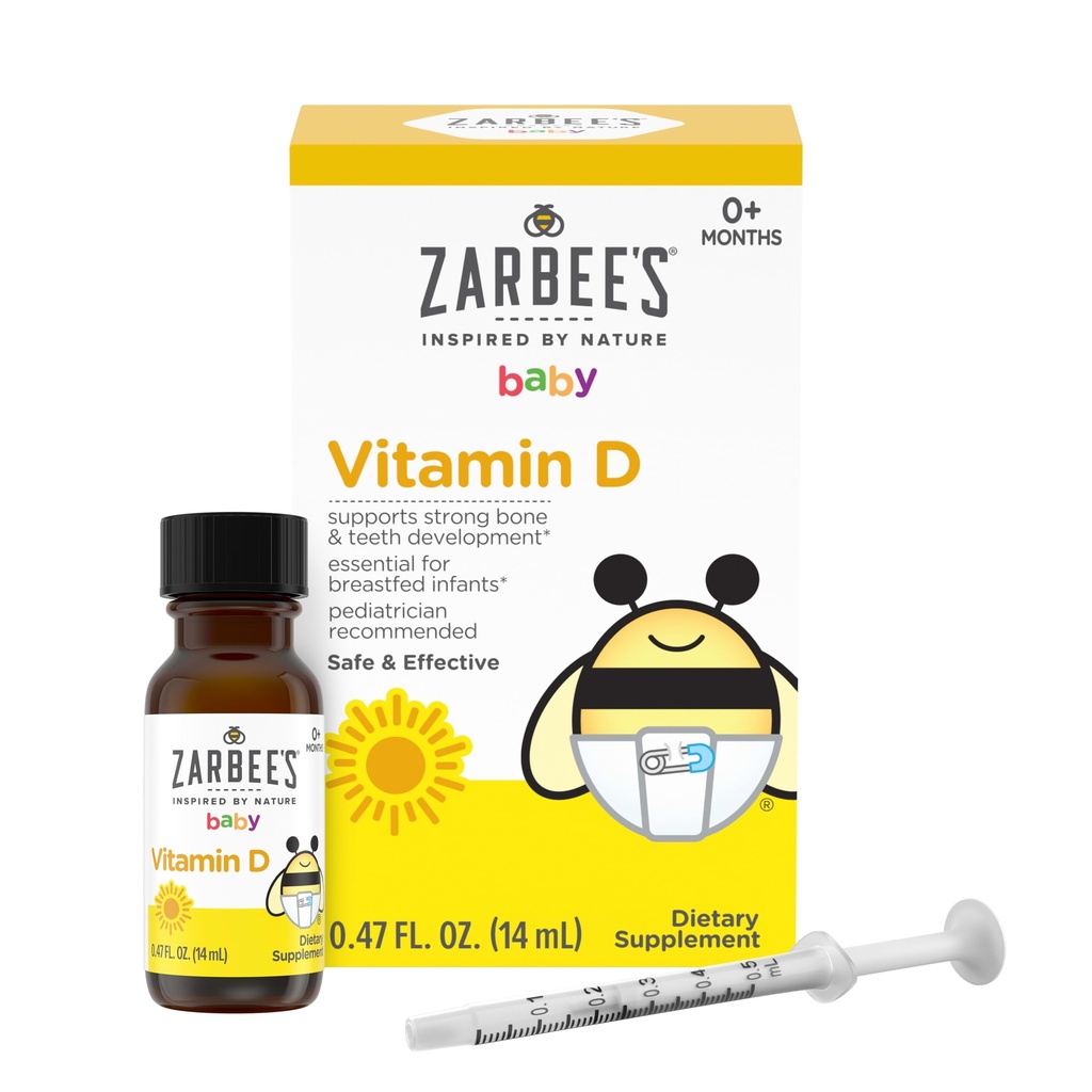 Drops de vitamina D pentru sugari, 400 UI (10mcg) Baby & Toddler Liquid Supplement, Nou-născut & Up, Seringă de picături incluse, 0,47 Fl Oz