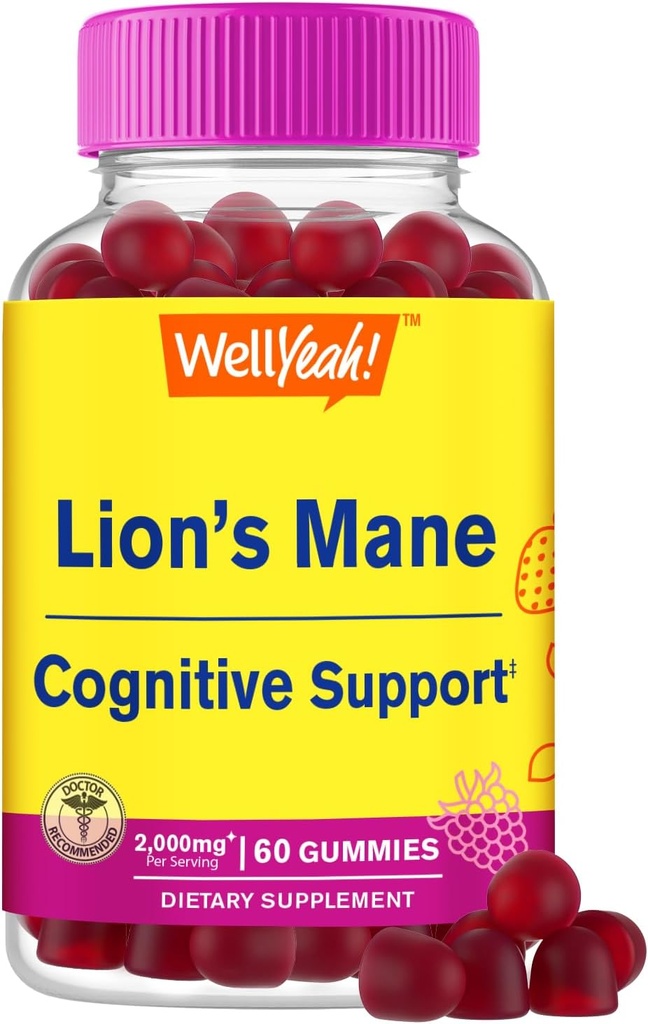 WellDah Lions Mane Gummies pentru adulți (2.000 mg) 