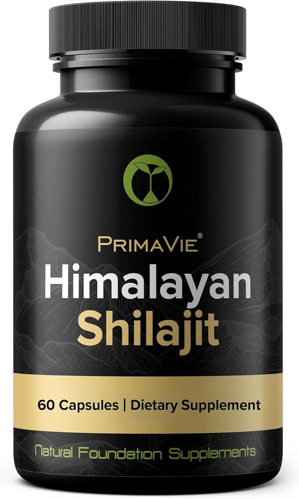Capsule Shilajit Putere mare Purified Primavie Shilajit Recoltat la 10.000 picioare de la Muntii Himalayeni bogati in Minerale acide si Trace 3 Party testat 100% Natural Made în SUA (60)