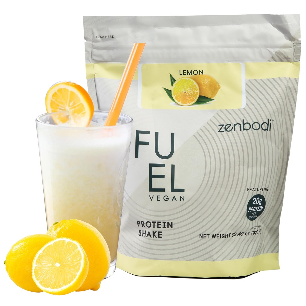 Combustibil Vegan Praf de proteine Lămâie - 21g de proteine Fiecare servire, delicioasa floare de plante pentru creștere musculară, Crafted de mazăre, cu Vegan D3, fără arome artificiale, Gluten-Free