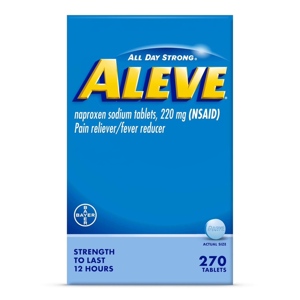 Aleve Pain Relieiver & Fever Reductor Tablete, Naproxen Sodiu, Cefalee, Back and Body Pain Reliever Medicine, 270 Count
